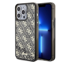 Guess Guess iPhone 15 Pro Max Back cover coque - Liquid Glitter - 4G Pattern - Noir Guess Guess iPhone 15 Pro Max Back cover coque - Liquid Glitter - 4G Pattern - Noir