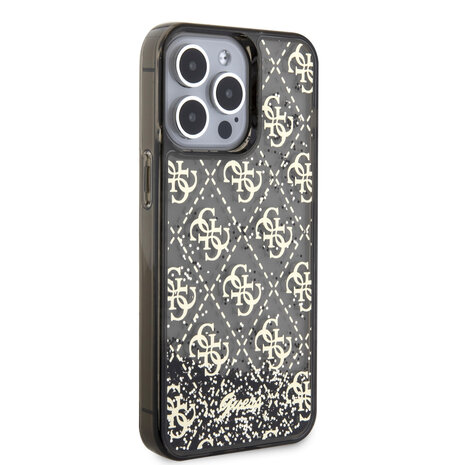 Guess Guess iPhone 15 Pro Max Back cover case - Liquid Glitter - 4G Pattern - Black Guess Guess iPhone 15 Pro Max Back cover case - Liquid Glitter - 4G Pattern - Black