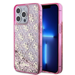 Guess iPhone 15 Pro Max Back cover coque - Liquid Glitter - 4G Pattern - Rose