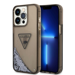 Guess iPhone 15 Pro Max Backcover hoesje - Liquid Glitter - Translucent Logo - Zwart