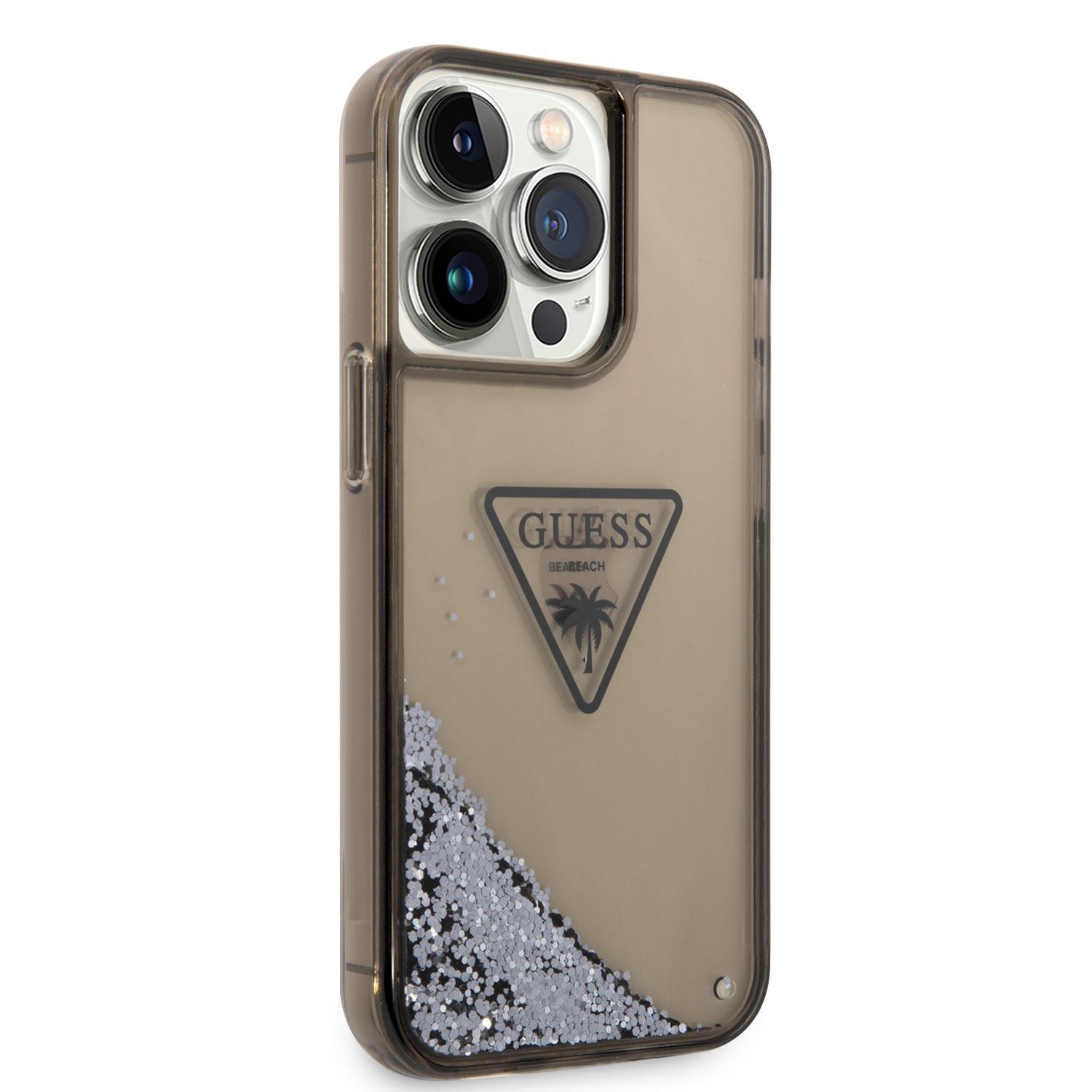 Guess Guess iPhone 15 Pro Max Backcover hoesje - Liquid Glitter - Translucent Logo - Zwart, foto 3 van 6