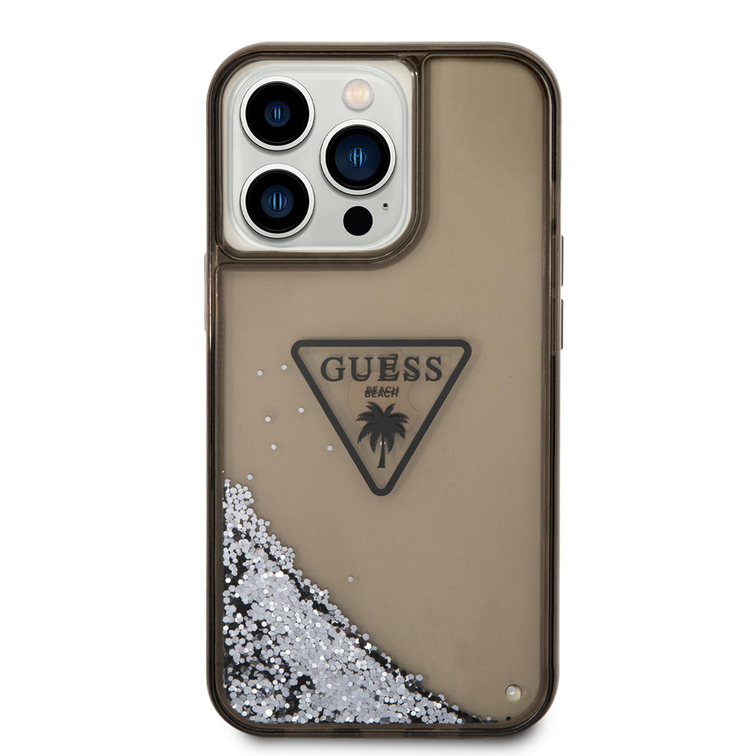 Guess Guess iPhone 15 Pro Max Backcover hoesje - Liquid Glitter - Translucent Logo - Zwart, foto 4 van 6