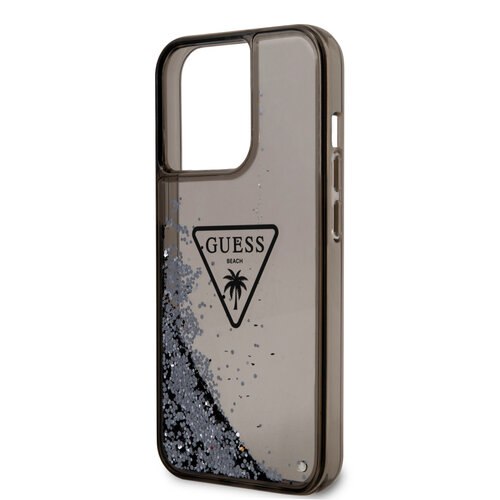 Guess Guess iPhone 15 Pro Max Backcover hoesje - Liquid Glitter - Translucent Logo - Zwart