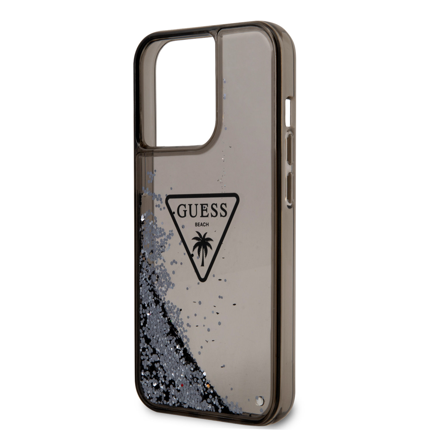 Guess Guess iPhone 15 Pro Max Backcover hoesje - Liquid Glitter - Translucent Logo - Zwart, foto 6 van 6