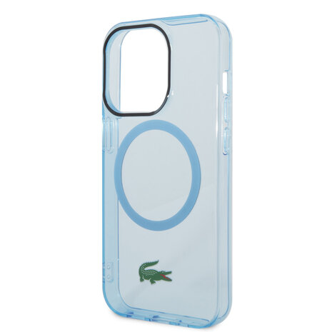 Lacoste Lacoste iPhone 15 Pro Back cover coque - Magsafe Transparent Case - Bleu