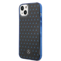Mercedes-Benz iPhone 14 Plus & 15 Plus Backcover hoesje - Double Layer Large Star Pattern - Blauw
