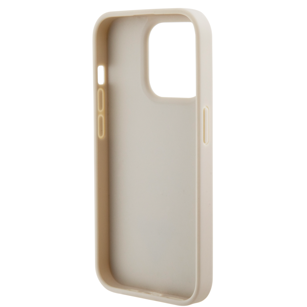 Guess Guess iPhone 15 Pro Backcover hoesje - Croco - Triangle Logo - Goud Guess Guess iPhone 15 Pro Backcover hoesje - Croco - Triangle Logo - Goud