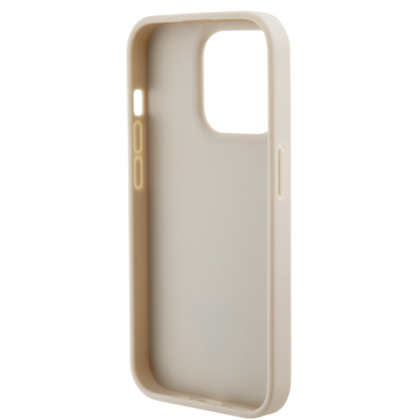Guess Guess iPhone 15 Pro Backcover hoesje - Croco - Triangle Logo - Goud Guess Guess iPhone 15 Pro Backcover hoesje - Croco - Triangle Logo - Goud