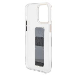 Guess iPhone 15 Pro Backcover hoesje - Gripstand - Clear Case - 4G Script Logo - Zwart