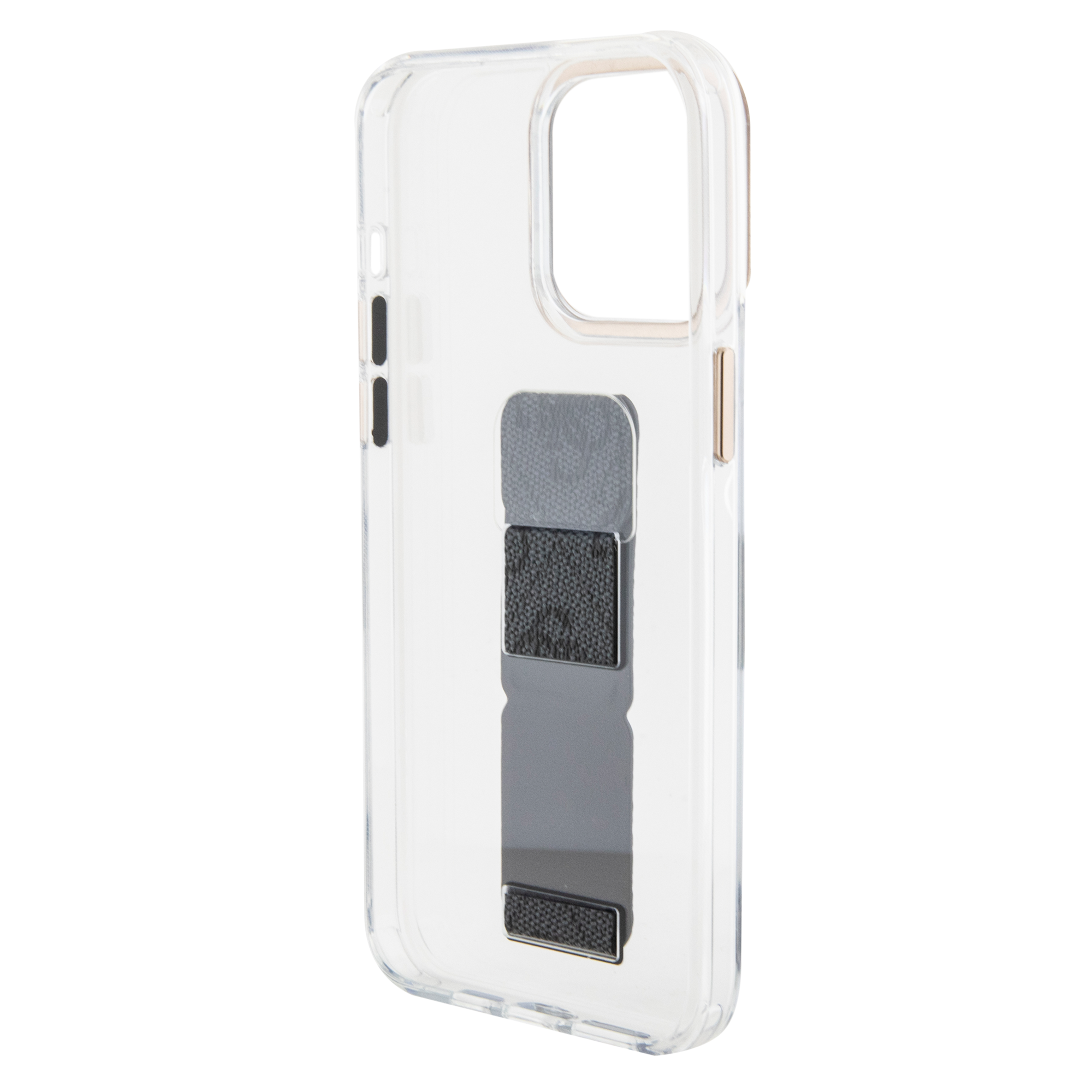 Guess Guess iPhone 15 Pro Backcover hoesje - Gripstand - Clear Case - 4G Script Logo - Zwart