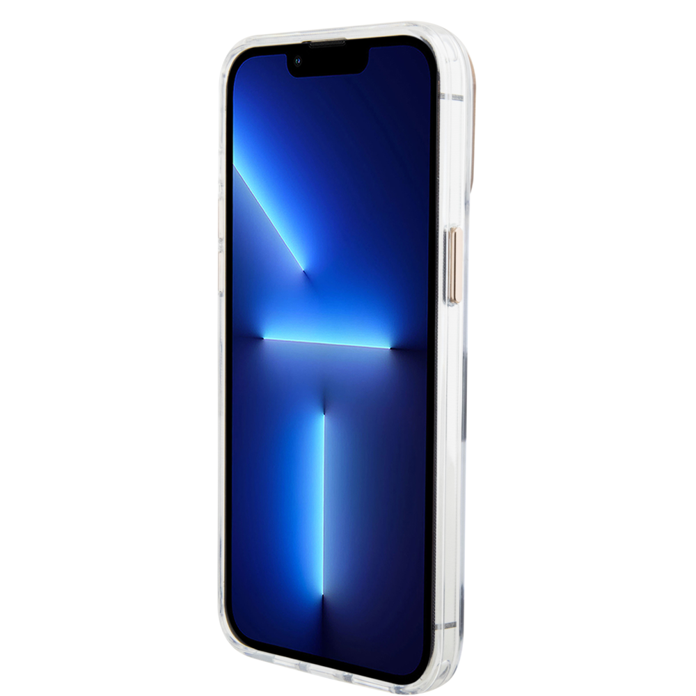 Guess Guess iPhone 15 Pro Back cover case - Gripstand - Clear Case - 4G Script Logo - Black Guess Guess iPhone 15 Pro Back cover case - Gripstand - Clear Case - 4G Script Logo - Black