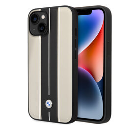 BMW BMW iPhone 14 Plus & 15 Plus Back cover coque - Beige Leather Signature - Hot Stamp Lines - Beige BMW BMW iPhone 14 Plus & 15 Plus Back cover coque - Beige Leather Signature - Hot Stamp Lines - Beige
