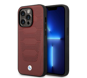 BMW BMW iPhone 14 Pro Max Backcover hoesje - Red Leather Signature - Perforated Seats Design - Rood BMW BMW iPhone 14 Pro Max Backcover hoesje - Red Leather Signature - Perforated Seats Design - Rood