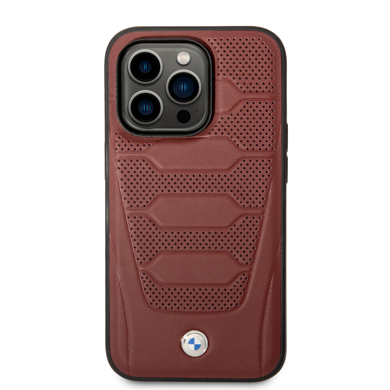 BMW BMW iPhone 14 Pro Max Backcover hoesje - Red Leather Signature - Perforated Seats Design - Rood, foto 3 van 6