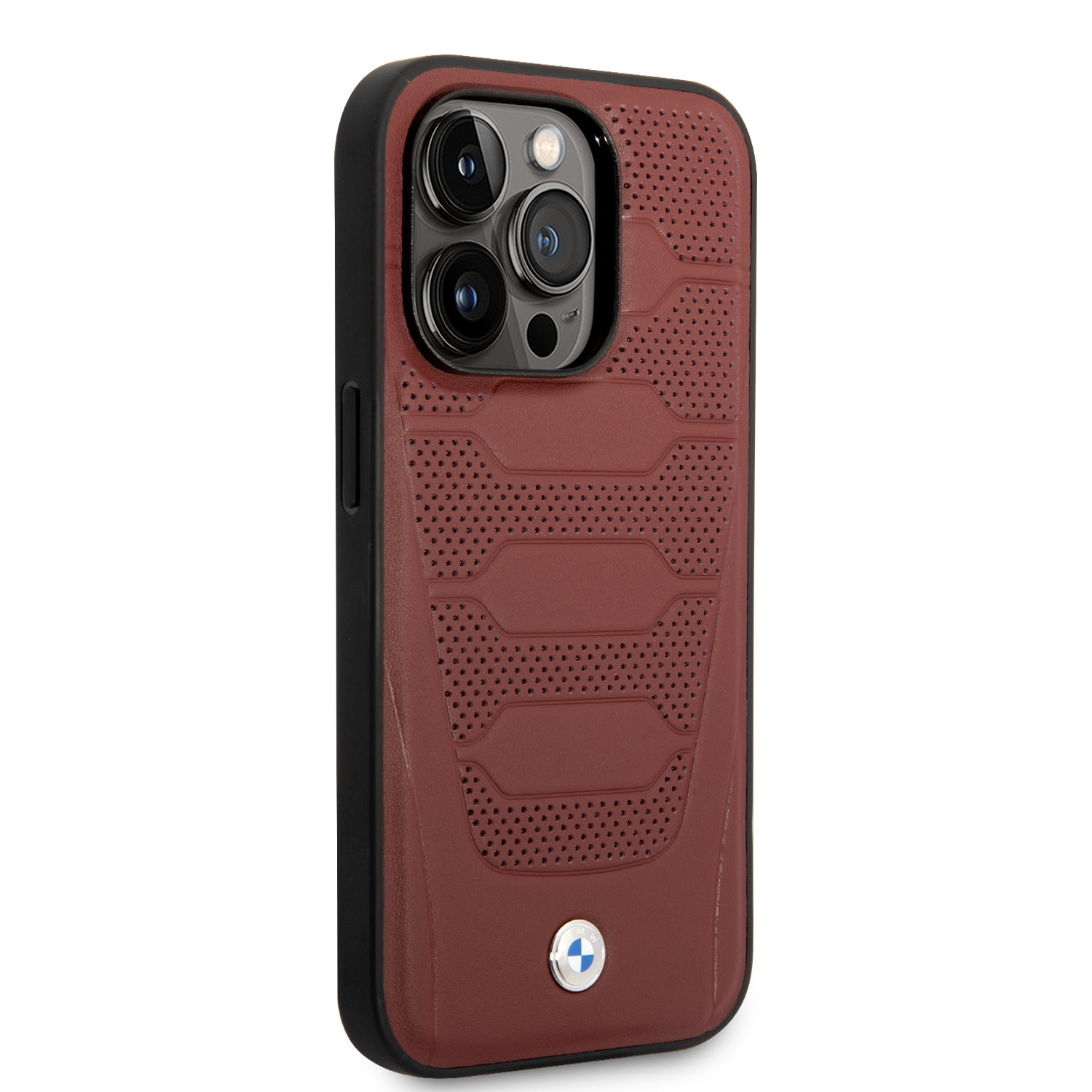 BMW BMW iPhone 14 Pro Max Backcover hoesje - Red Leather Signature - Perforated Seats Design - Rood, foto 4 van 6