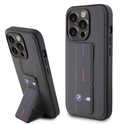 BMW iPhone 15 Pro Back cover case - Tricolor Gripstand - Grey