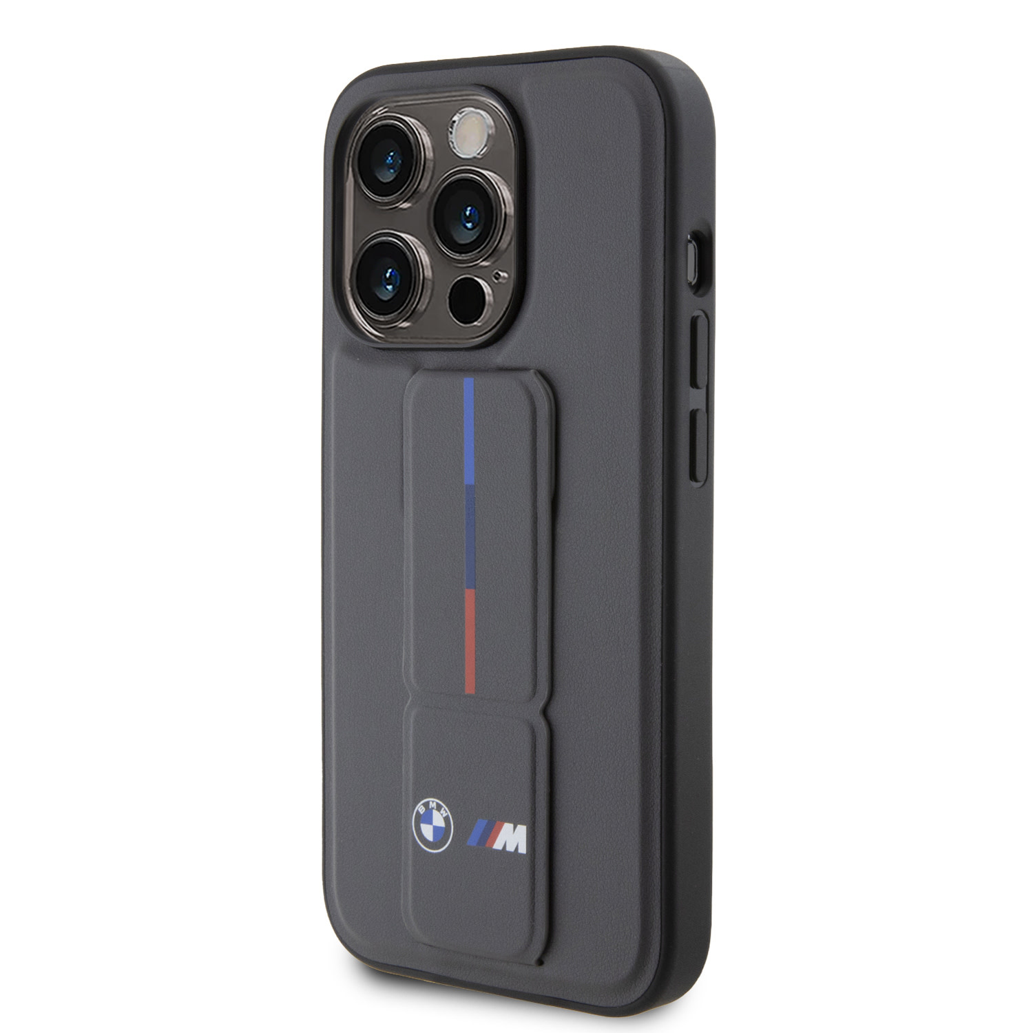 BMW BMW iPhone 15 Pro Backcover hoesje - Tricolor Gripstand - Grijs, foto 2 van 6