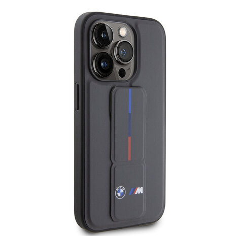 BMW BMW iPhone 15 Pro Backcover hoesje - Tricolor Gripstand - Grijs BMW BMW iPhone 15 Pro Backcover hoesje - Tricolor Gripstand - Grijs