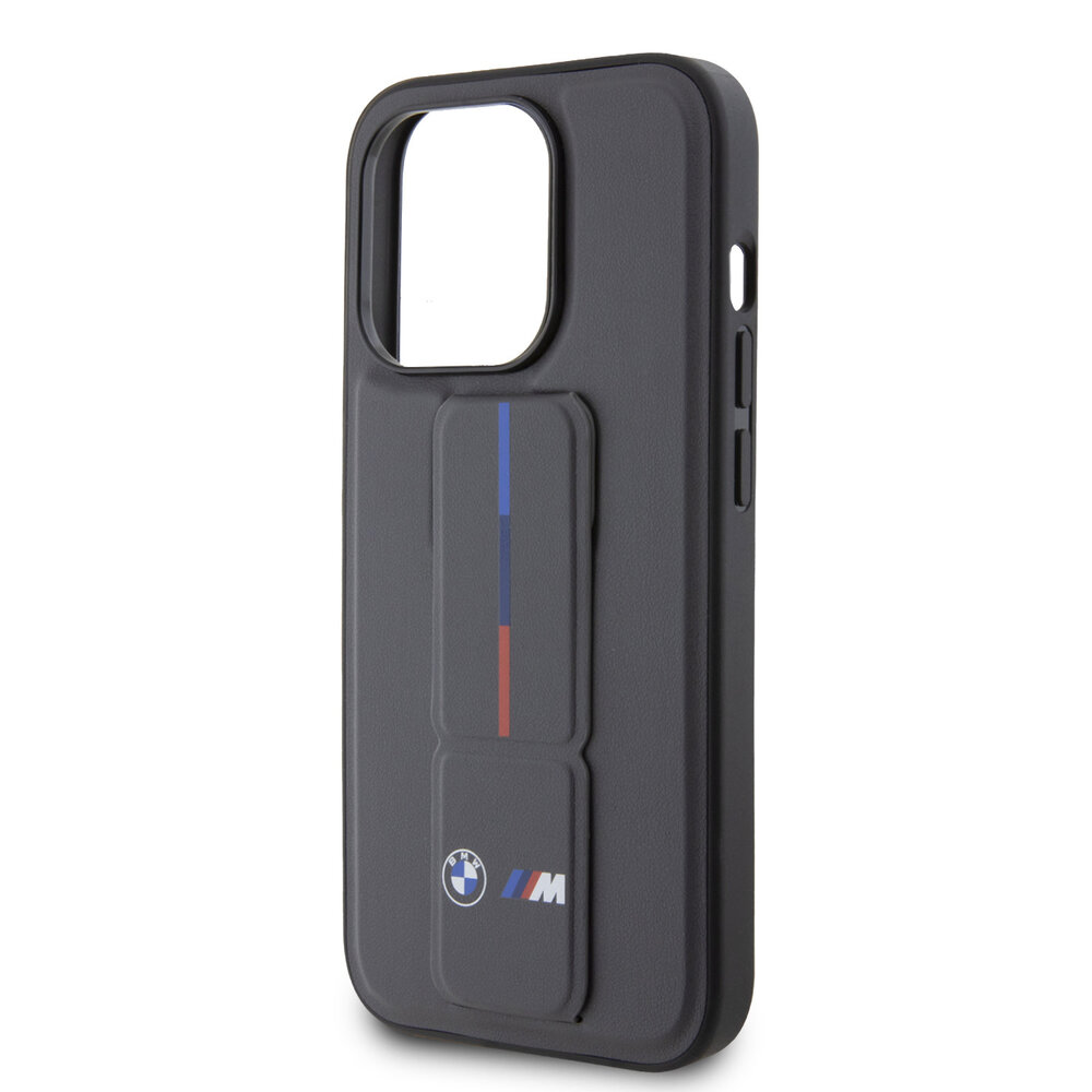 BMW BMW iPhone 15 Pro Backcover hoesje - Tricolor Gripstand - Grijs BMW BMW iPhone 15 Pro Backcover hoesje - Tricolor Gripstand - Grijs