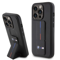 BMW iPhone 15 Pro Back cover case - Tricolor Gripstand - Black