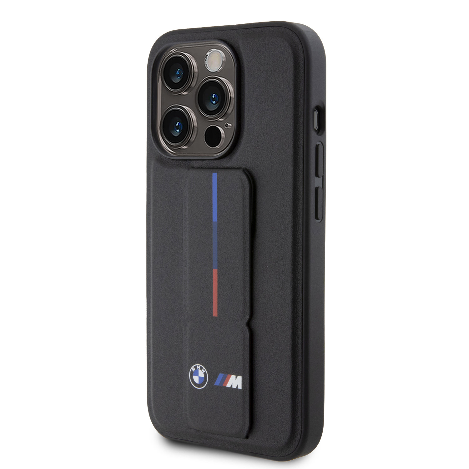 BMW BMW iPhone 15 Pro Backcover hoesje - Tricolor Gripstand - Zwart, foto 2 van 6