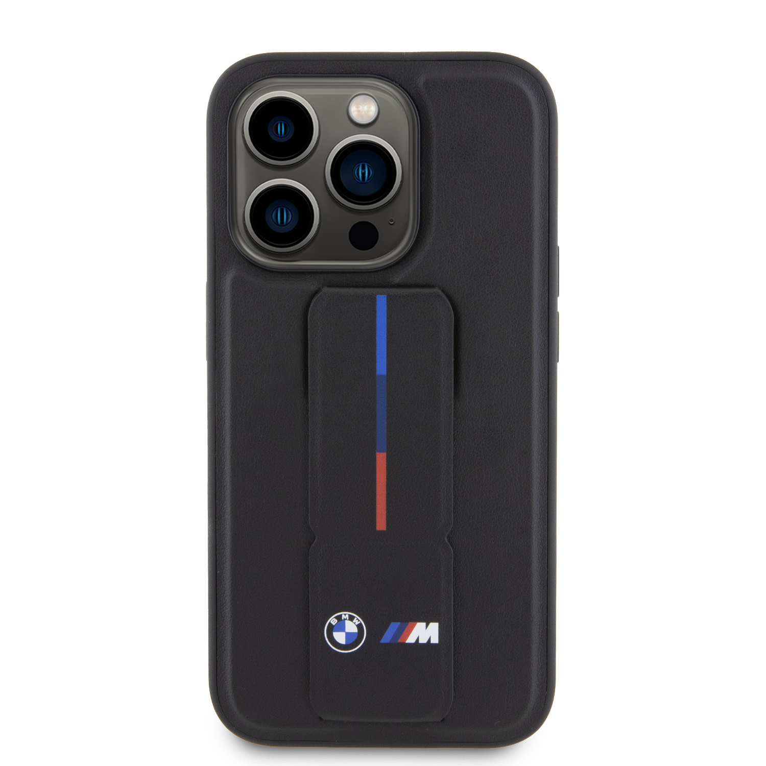 BMW BMW iPhone 15 Pro Backcover hoesje - Tricolor Gripstand - Zwart, foto 3 van 6