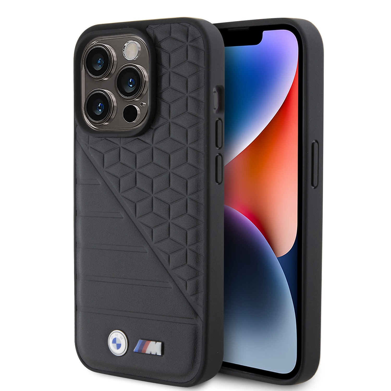 BMW BMW iPhone 15 Pro Backcover hoesje - M Collection - Hot Stamp & BI Pattern - Zwart