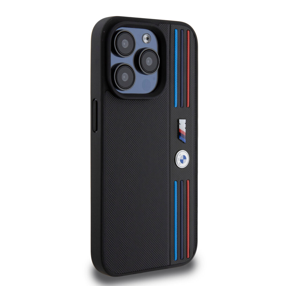 BMW BMW iPhone 15 Pro Back cover coque - Mesh Tricolor Pattern - Noir