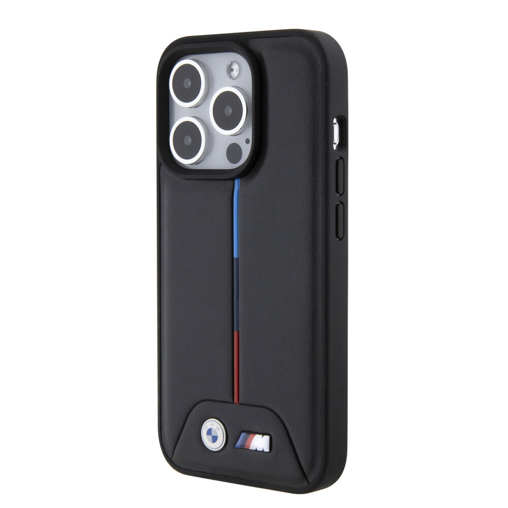 BMW BMW iPhone 15 Pro Back cover case - Quilted Tricolor Pattern - Black BMW BMW iPhone 15 Pro Back cover case - Quilted Tricolor Pattern - Black