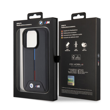 BMW BMW iPhone 15 Pro Back cover case - Quilted Tricolor Pattern - Black BMW BMW iPhone 15 Pro Back cover case - Quilted Tricolor Pattern - Black