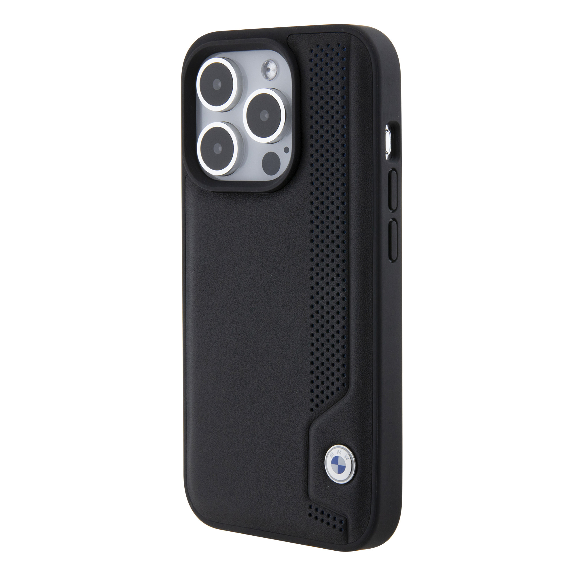 BMW BMW iPhone 15 Pro Backcover hoesje - Blue Dots Pattern - Zwart, foto 2 van 6