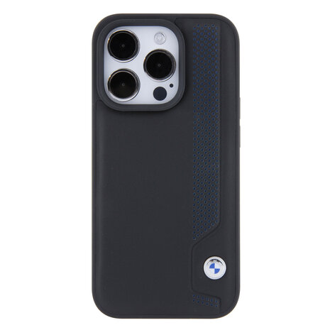 BMW BMW iPhone 15 Pro Backcover hoesje - Blue Dots Pattern - Zwart BMW BMW iPhone 15 Pro Backcover hoesje - Blue Dots Pattern - Zwart