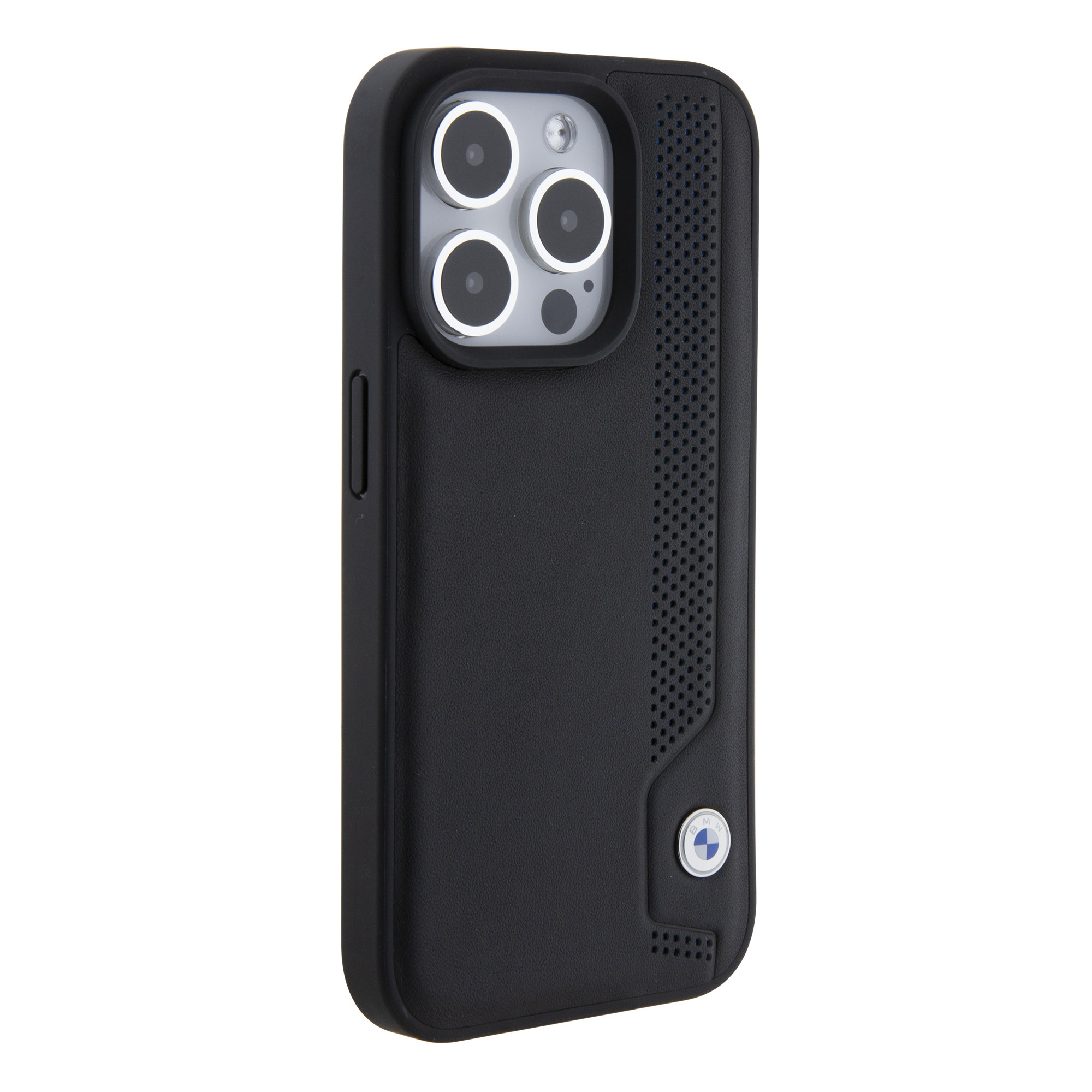 BMW BMW iPhone 15 Pro Backcover hoesje - Blue Dots Pattern - Zwart, foto 4 van 6