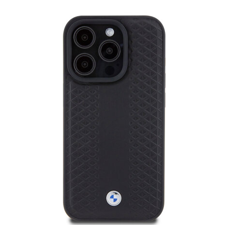 BMW BMW iPhone 15 Pro Back cover case - Red Leather Signature - Diamond Pattern - Black BMW BMW iPhone 15 Pro Back cover case - Red Leather Signature - Diamond Pattern - Black