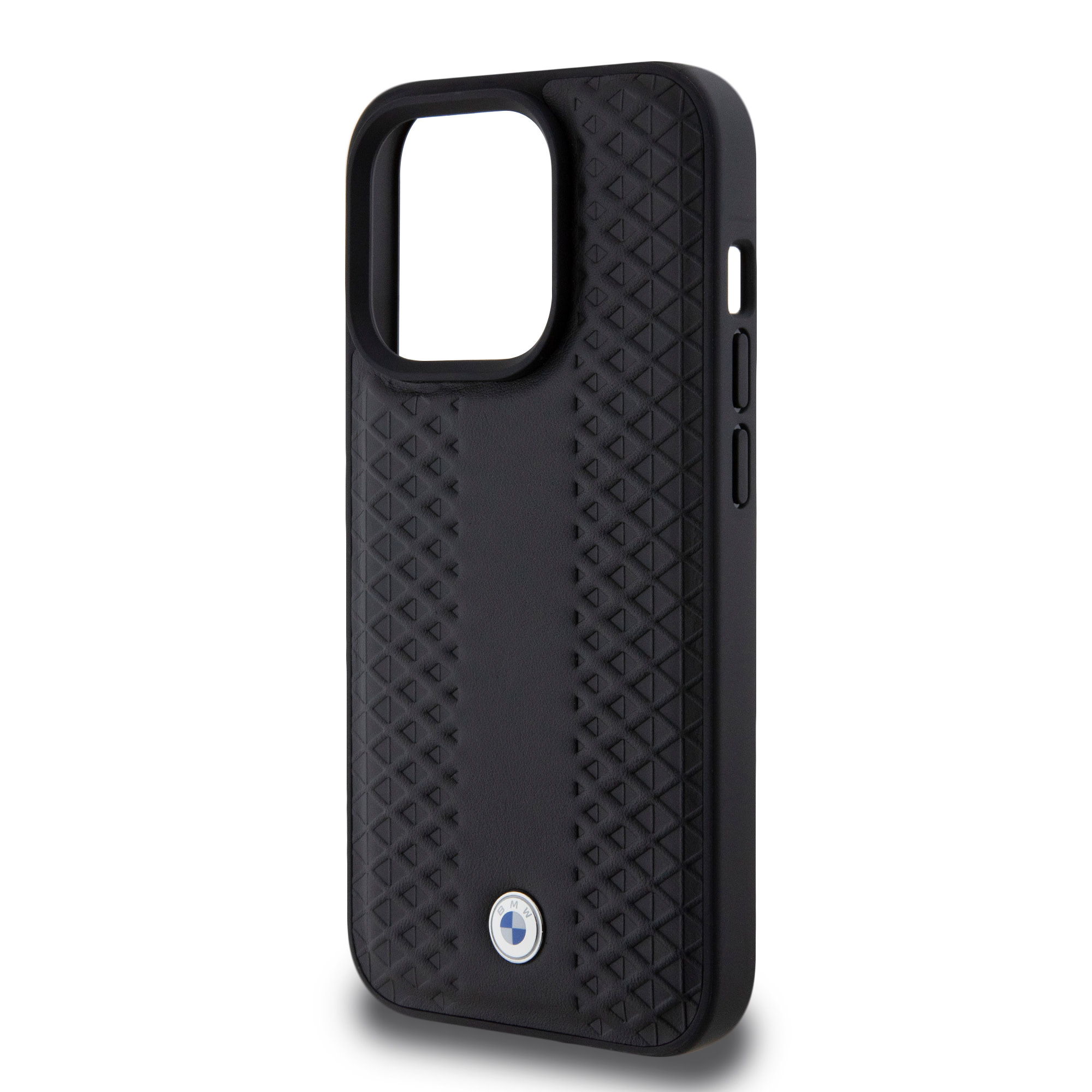 BMW BMW iPhone 15 Pro Backcover hoesje - Red Leather Signature - Diamond Pattern - Zwart, foto 6 van 6