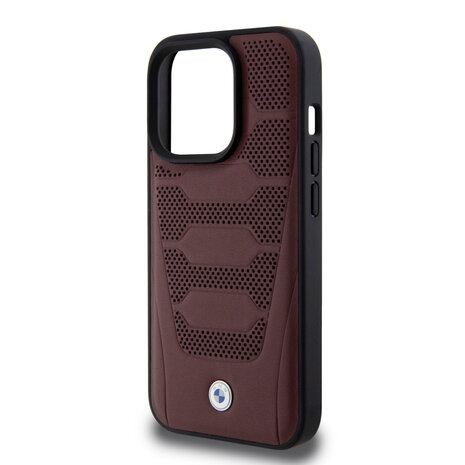 BMW BMW iPhone 15 Pro Backcover hoesje - Red Leather Signature - Perforated Seats Design - Burgundy BMW BMW iPhone 15 Pro Backcover hoesje - Red Leather Signature - Perforated Seats Design - Burgundy
