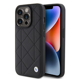 BMW BMW iPhone 15 Pro Backcover hoesje - Quilted Pattern - Zwart BMW BMW iPhone 15 Pro Backcover hoesje - Quilted Pattern - Zwart