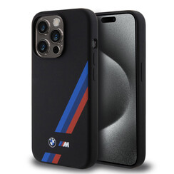 BMW iPhone 15 Pro Back cover coque - Slanted Tricolor Stripes - Noir
