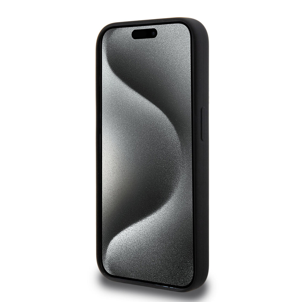 BMW BMW iPhone 15 Pro Backcover hoesje - Slanted Tricolor Stripes - Zwart BMW BMW iPhone 15 Pro Backcover hoesje - Slanted Tricolor Stripes - Zwart