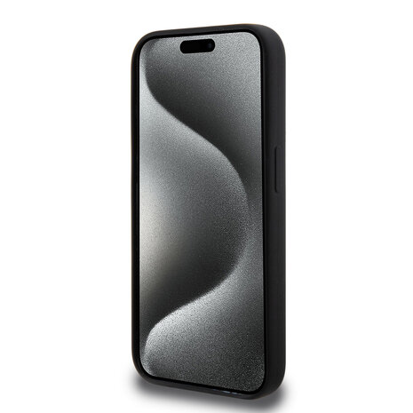 BMW BMW iPhone 15 Pro Backcover hoesje - Slanted Tricolor Stripes - Zwart BMW BMW iPhone 15 Pro Backcover hoesje - Slanted Tricolor Stripes - Zwart