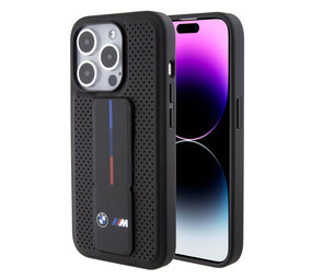 BMW BMW iPhone 15 Pro Back cover coque - Gripstand - Carbon Print - Noir BMW BMW iPhone 15 Pro Back cover coque - Gripstand - Carbon Print - Noir