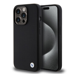 BMW iPhone 15 Pro Back cover case - Metal Logo - Black