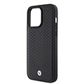 BMW BMW iPhone 15 Pro Max Backcover hoesje - Red Leather Signature - Diamond Pattern - Zwart