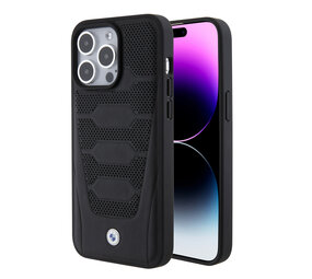 BMW BMW iPhone 15 Pro Max Backcover hoesje - Red Leather Signature - Perforated Seats Design - Zwart BMW BMW iPhone 15 Pro Max Backcover hoesje - Red Leather Signature - Perforated Seats Design - Zwart