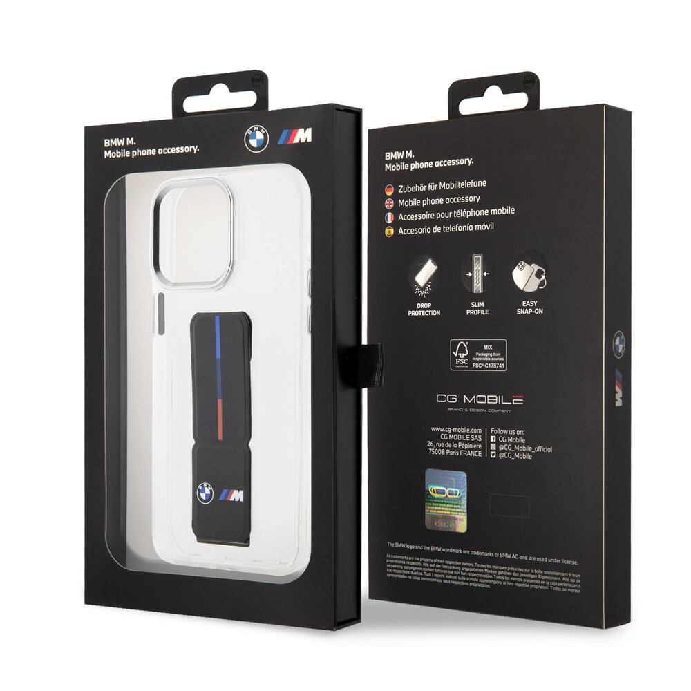 BMW BMW iPhone 15 Pro Max Back-Cover hul - Gripstand - Transparent BMW BMW iPhone 15 Pro Max Back-Cover hul - Gripstand - Transparent