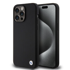 BMW iPhone 15 Pro Max Backcover hoesje - Metal Logo - Zwart