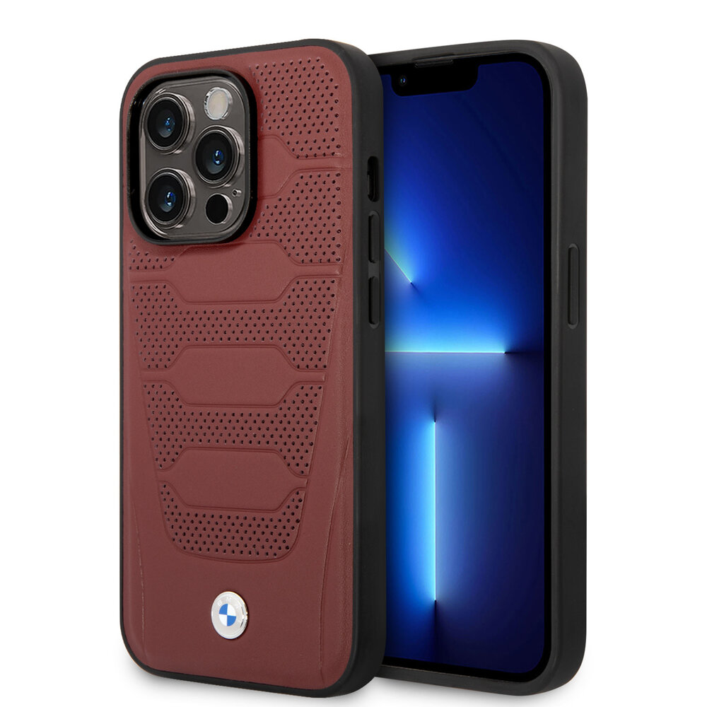 BMW BMW iPhone 14 Pro Max Back cover coque - Red Leather Signature - Perforated Seats Design - Rouge BMW BMW iPhone 14 Pro Max Back cover coque - Red Leather Signature - Perforated Seats Design - Rouge