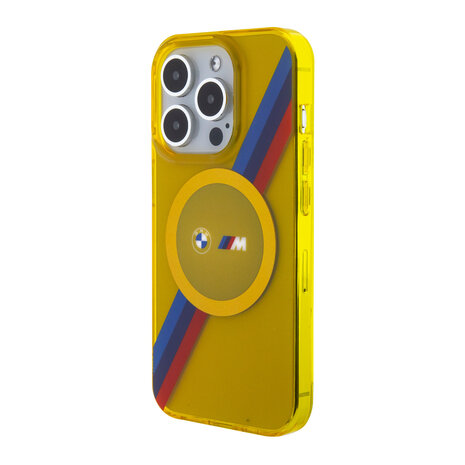 BMW BMW iPhone 15 Pro Back cover coque - Magsafe - M Tricolor Stripes - Jaune BMW BMW iPhone 15 Pro Back cover coque - Magsafe - M Tricolor Stripes - Jaune
