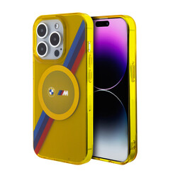 BMW iPhone 15 Pro Back-Cover hul - Magsafe - M Tricolor Stripes - Gelb