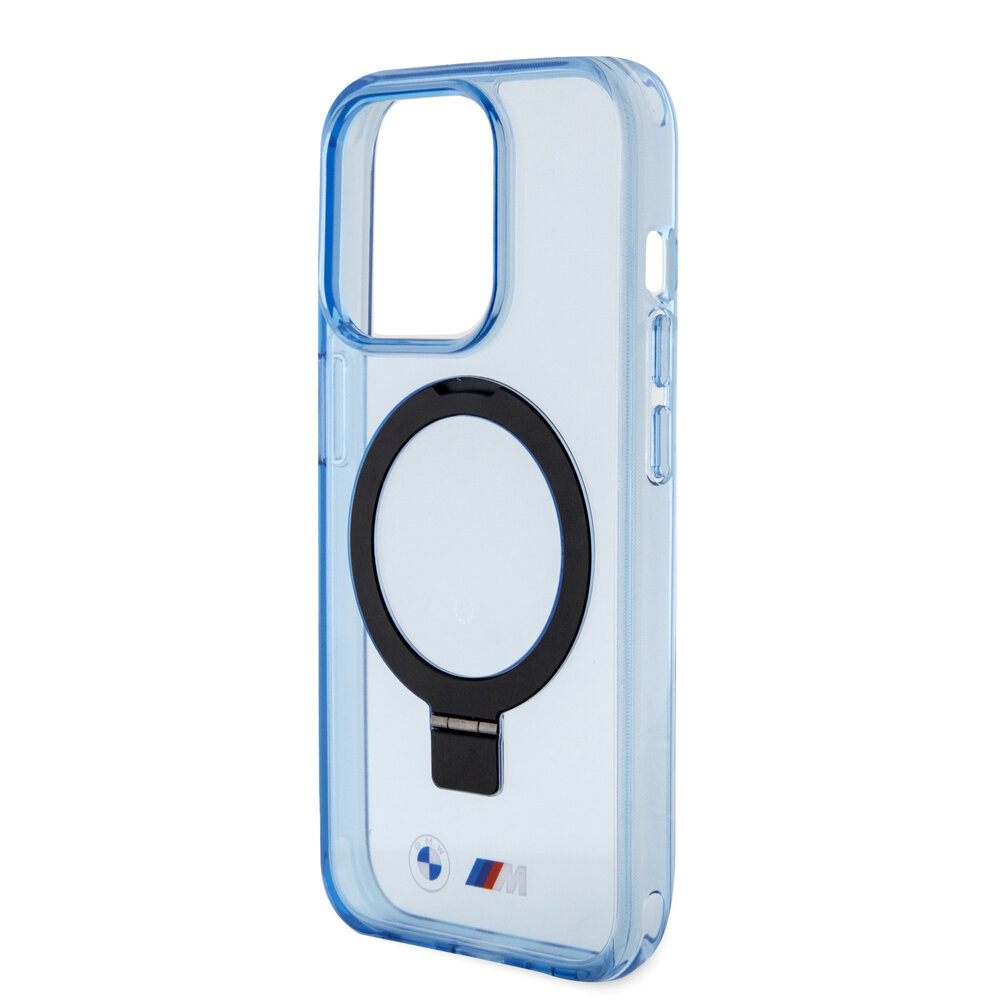 BMW BMW iPhone 15 Pro Back-Cover hul - Magsafe - IML Ring Stand - Blau BMW BMW iPhone 15 Pro Back-Cover hul - Magsafe - IML Ring Stand - Blau